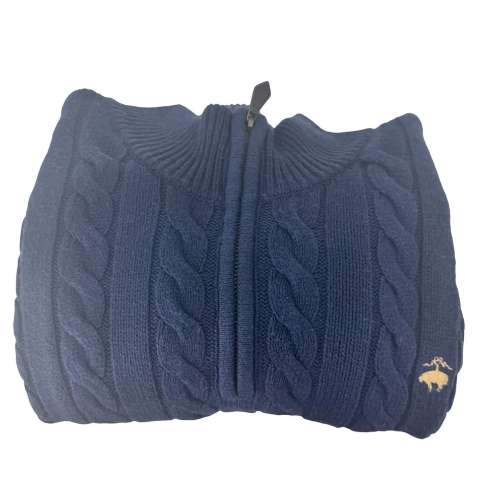 Brooks Brothers 346 Mens XXL Navy Cable Knit Merino Wool‎ Blend 1/4 Zip Pullover